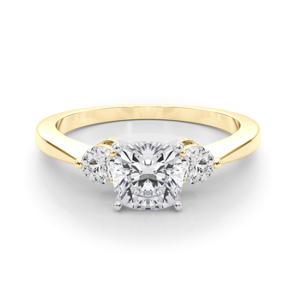 Adored Three-Stone Ring Round Diamond Engagement Ring — 9K/18K Gold & Platinum