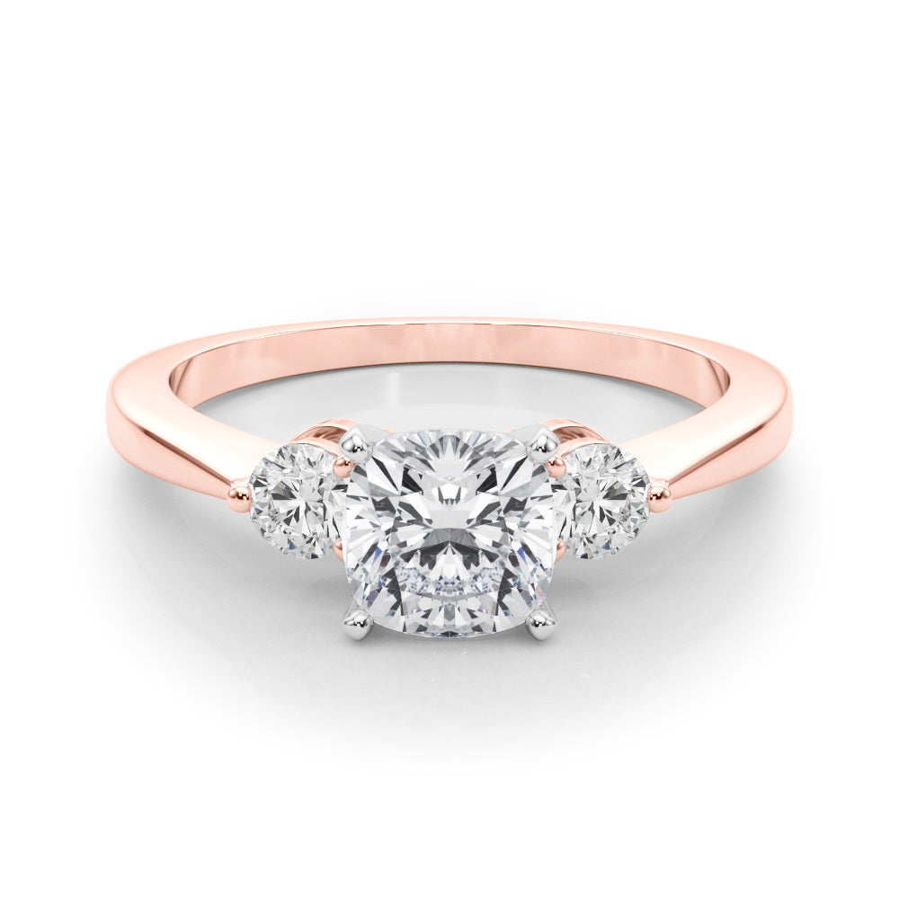 Adored Three-Stone Ring Round Diamond Engagement Ring — 9K/18K Gold & Platinum