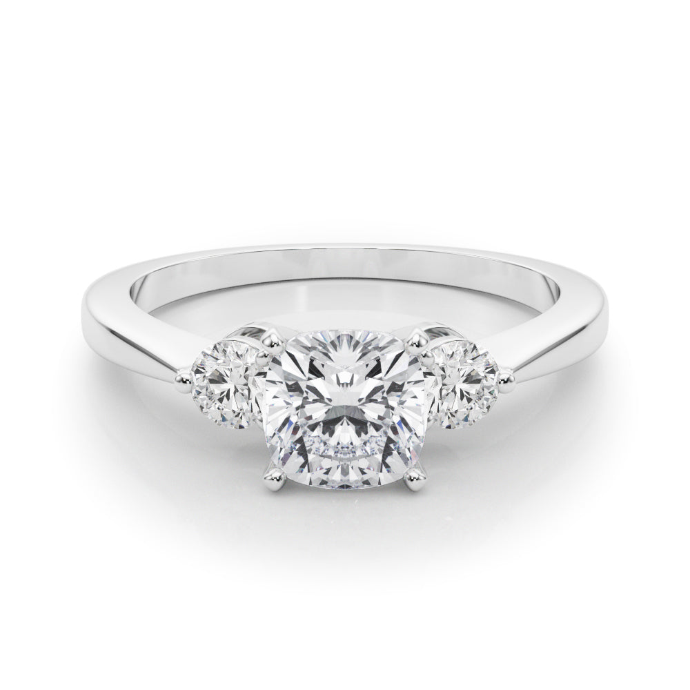 Adored Three-Stone Ring Round Diamond Engagement Ring — 9K/18K Gold & Platinum