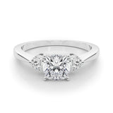 Adored Three-Stone Ring Round Diamond Engagement Ring — 9K/18K Gold & Platinum