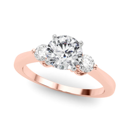 Lab-Grown Round Cut Diamond Three Stone Engagement Ring In 18k White Gold