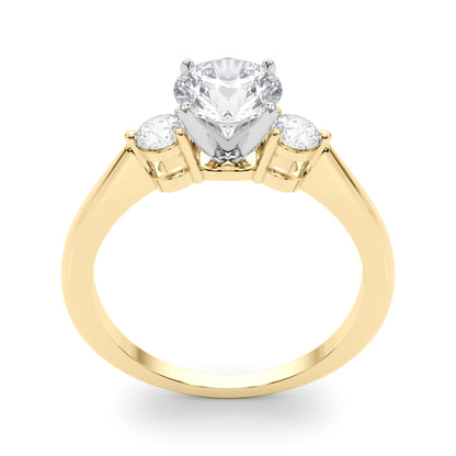 Lab-Grown Round Cut Diamond Three Stone Engagement Ring In 18k White Gold