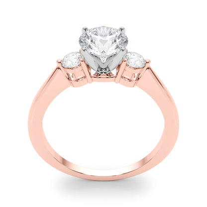 Lab-Grown Round Cut Diamond Three Stone Engagement Ring In 18k White Gold