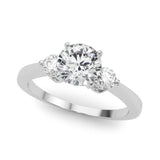 Adored Three-Stone Ring Round Diamond Engagement Ring — 9K/18K Gold & Platinum