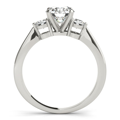 Lab-Grown Round Cut Diamond Three Stone Engagement Ring In 18k White Gold