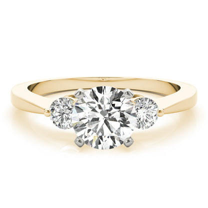 Lab-Grown Round Cut Diamond Three Stone Engagement Ring In 18k White Gold