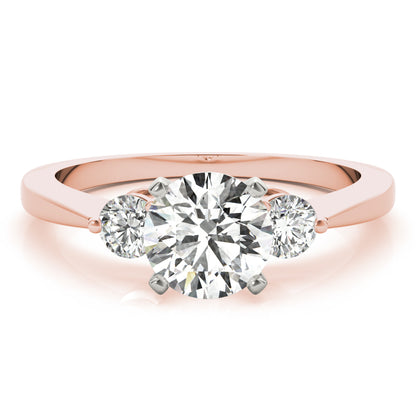 Lab-Grown Round Cut Diamond Three Stone Engagement Ring In 18k White Gold
