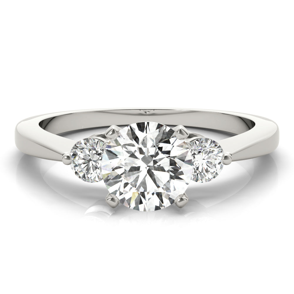 Lab-Grown Round Cut Diamond Three Stone Engagement Ring In 18k White Gold
