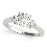 Lab-Grown Round Cut Diamond Three Stone Engagement Ring In 18k White Gold