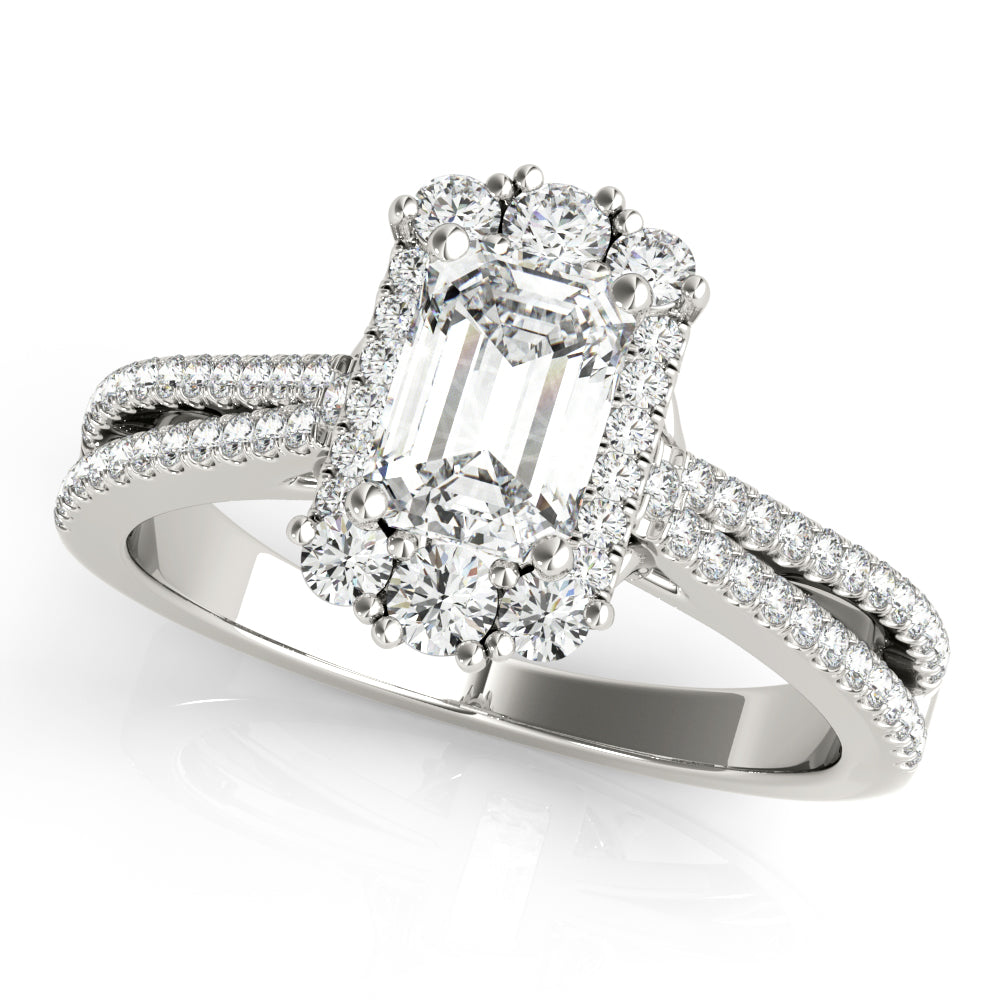 Artisan Cut Engagement Emerald Diamond Engagement Ring — 9K/18K Gold & Platinum