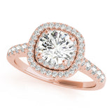 Cherished Double Halo Engagement Ring Round Diamond Engagement Ring — 9K/18K Gold & Platinum