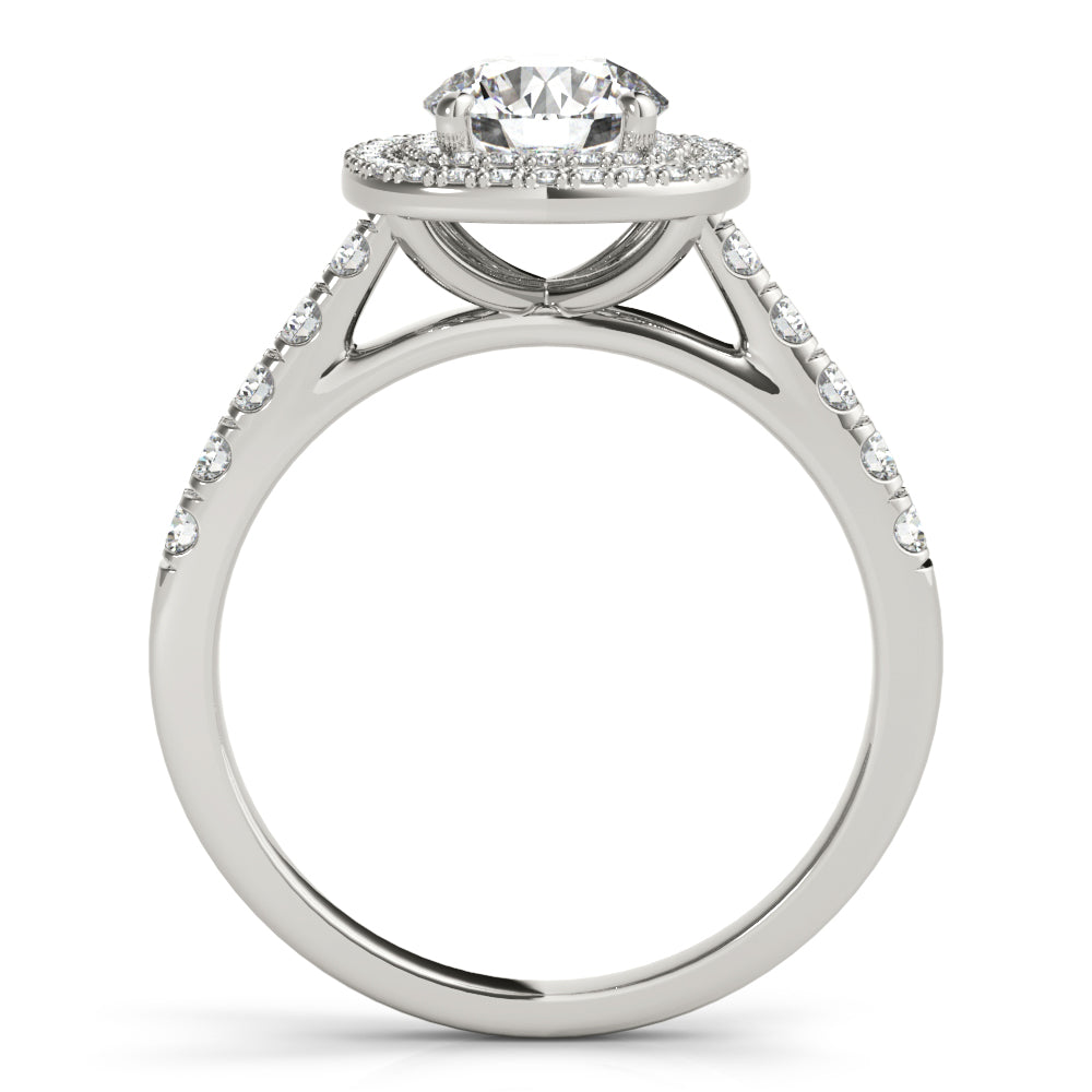 Cherished Double Halo Engagement Ring Round Diamond Engagement Ring — 9K/18K Gold & Platinum