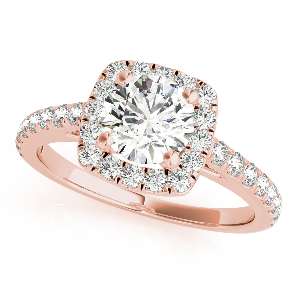 Noble Cathedral Halo Engagement Ring Round Diamond Engagement Ring — 9K/18K Gold & Platinum