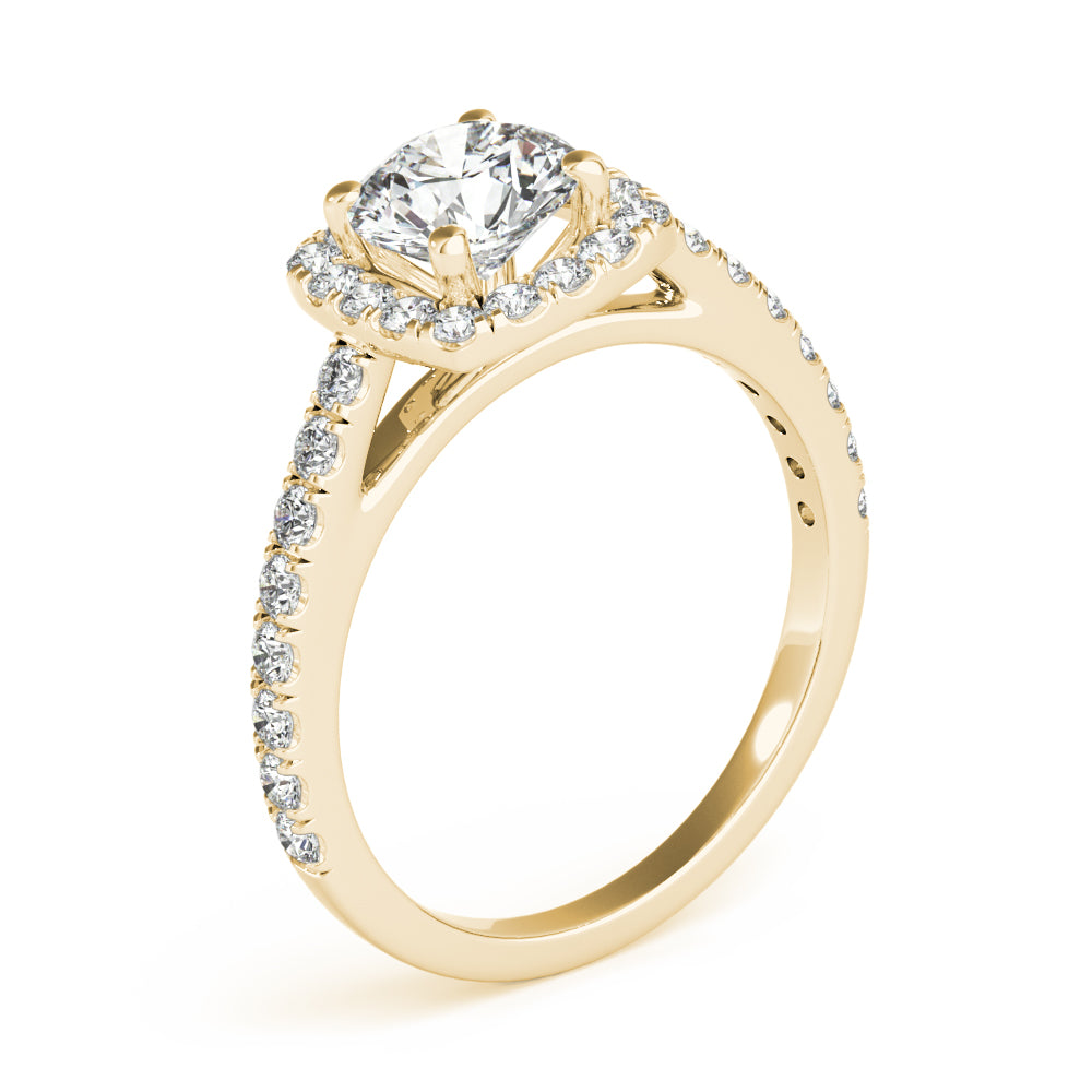 Noble Cathedral Halo Engagement Ring Round Diamond Engagement Ring — 9K/18K Gold & Platinum