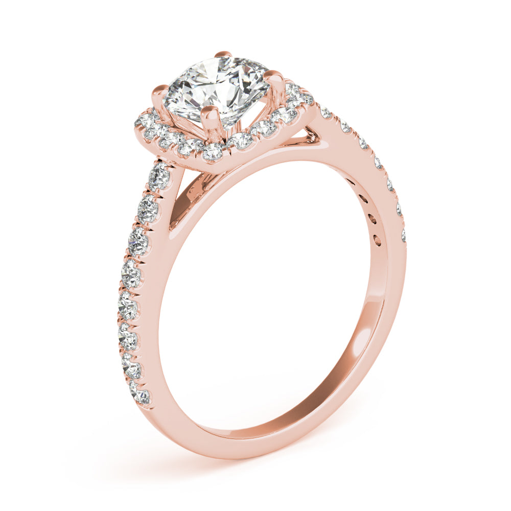 Noble Cathedral Halo Engagement Ring Round Diamond Engagement Ring — 9K/18K Gold & Platinum