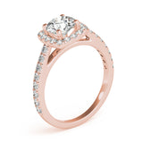 Noble Cathedral Halo Engagement Ring Round Diamond Engagement Ring — 9K/18K Gold & Platinum