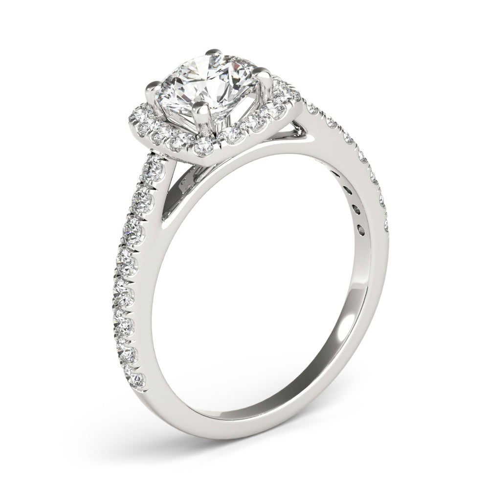 Noble Cathedral Halo Engagement Ring Round Diamond Engagement Ring — 9K/18K Gold & Platinum
