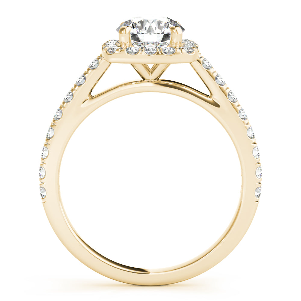 Noble Cathedral Halo Engagement Ring Round Diamond Engagement Ring — 9K/18K Gold & Platinum