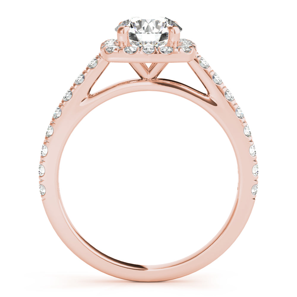 Noble Cathedral Halo Engagement Ring Round Diamond Engagement Ring — 9K/18K Gold & Platinum