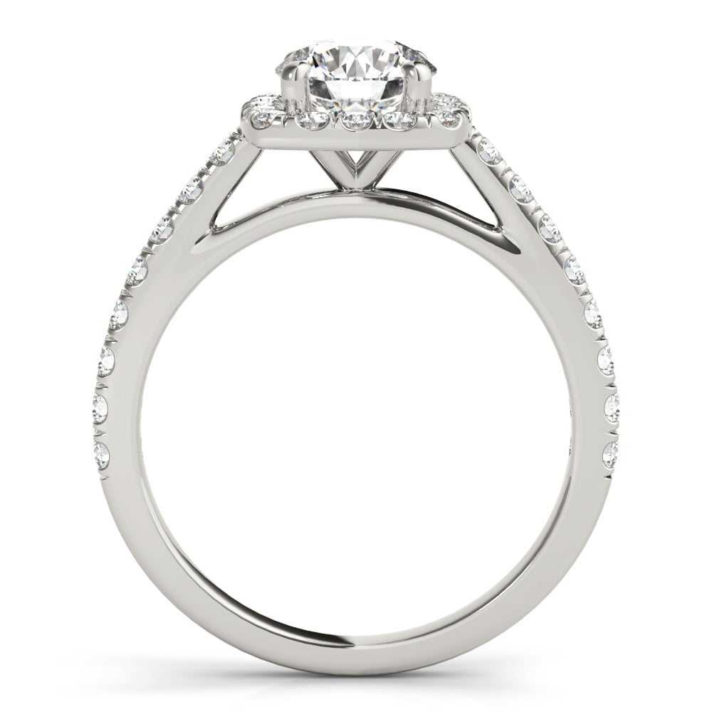 Noble Cathedral Halo Engagement Ring Round Diamond Engagement Ring — 9K/18K Gold & Platinum