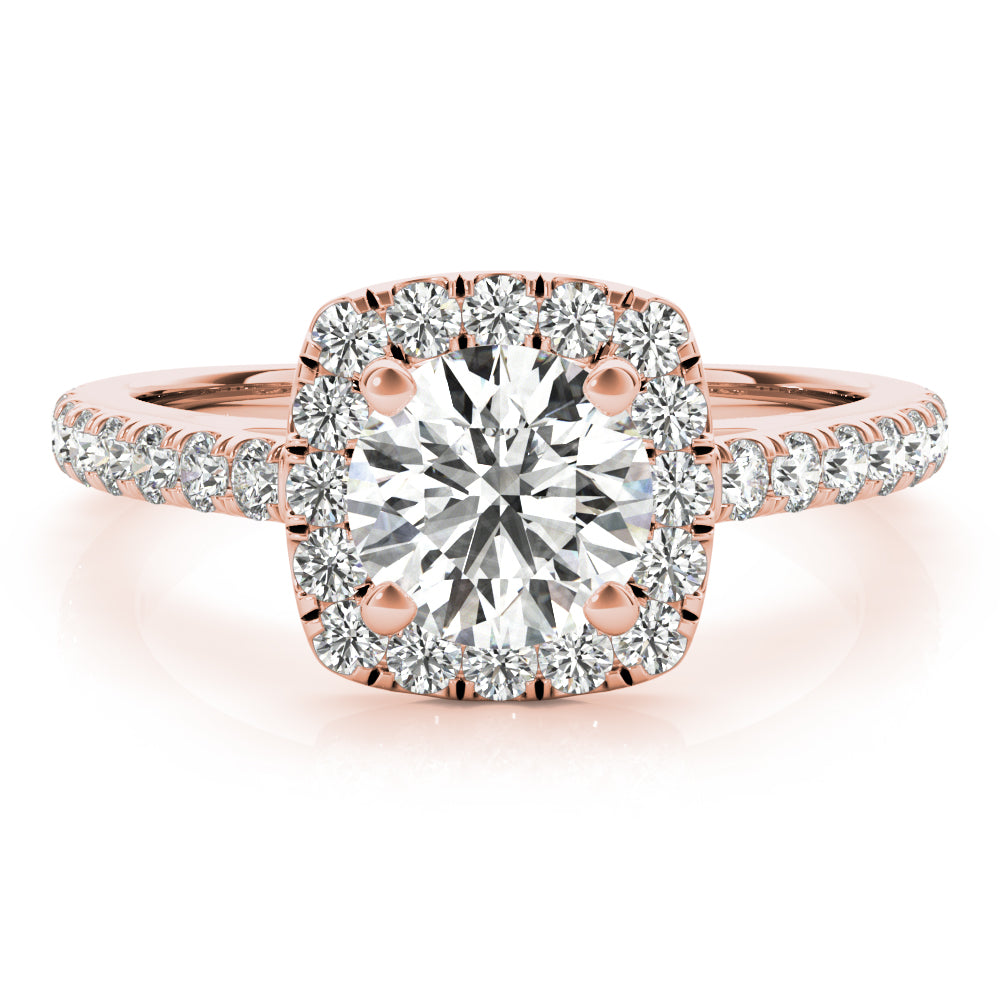 Noble Cathedral Halo Engagement Ring Round Diamond Engagement Ring — 9K/18K Gold & Platinum