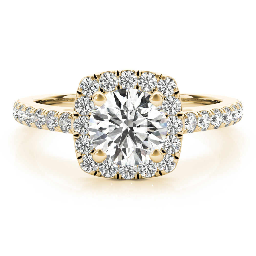 Noble Cathedral Halo Engagement Ring Round Diamond Engagement Ring — 9K/18K Gold & Platinum