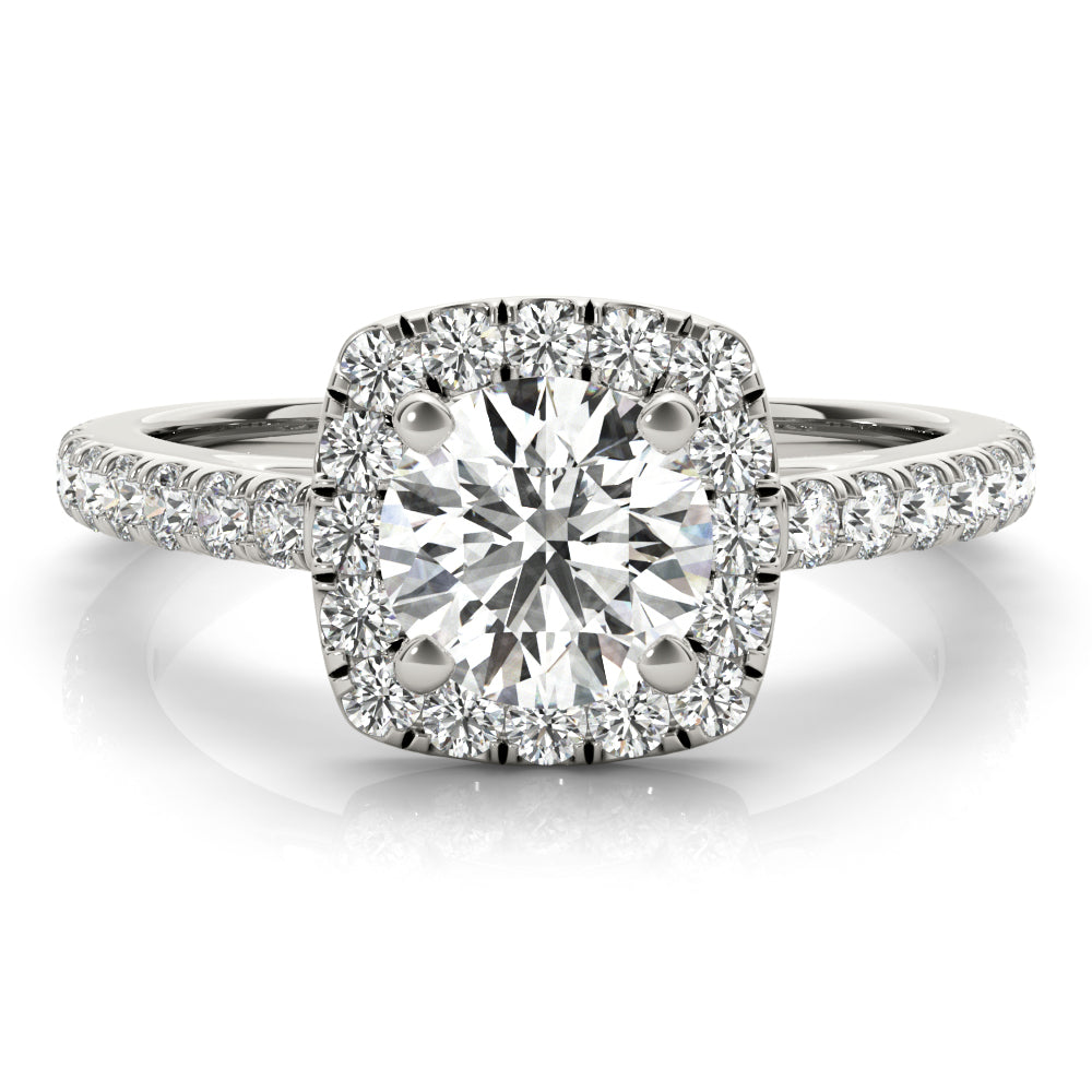 Noble Cathedral Halo Engagement Ring Round Diamond Engagement Ring — 9K/18K Gold & Platinum