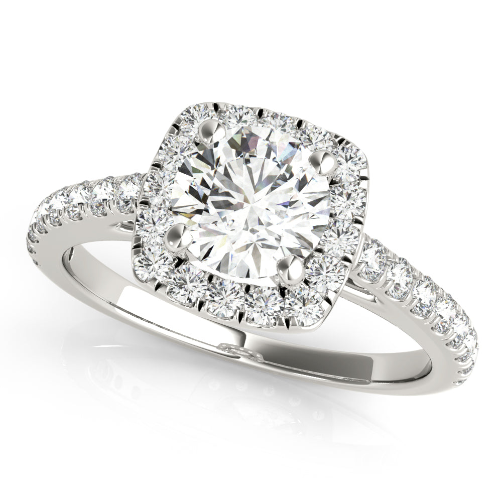 1.00 Carat Lab Grown Diamond Solitaire Halo Engagement Ring in 9K White Gold