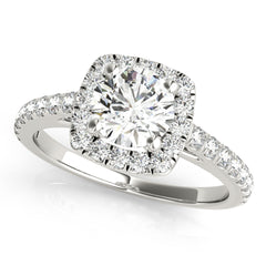 1.00 Carat Lab Grown Diamond Solitaire Halo Engagement Ring in 9K White Gold