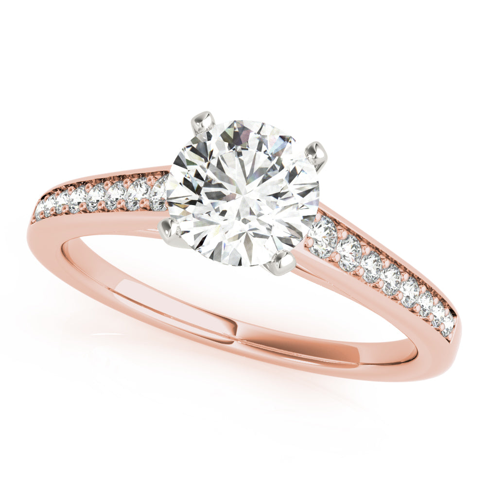 Classic Cathedral Semi Mount Ring Round Diamond Engagement Ring — 9K/18K Gold & Platinum
