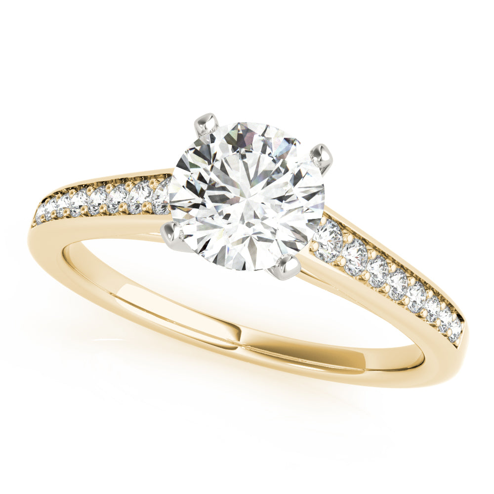 Classic Cathedral Semi Mount Ring Round Diamond Engagement Ring — 9K/18K Gold & Platinum