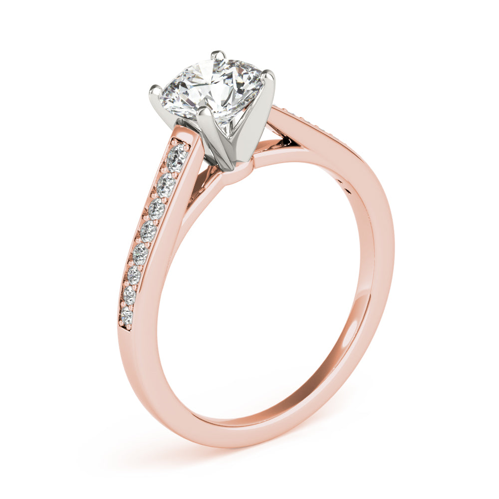 Classic Cathedral Semi Mount Ring Round Diamond Engagement Ring — 9K/18K Gold & Platinum