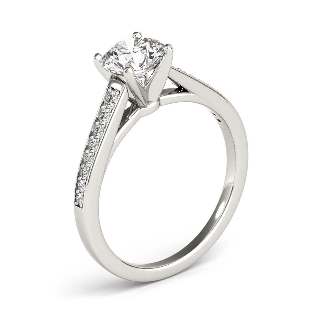 Classic Cathedral Semi Mount Ring Round Diamond Engagement Ring — 9K/18K Gold & Platinum