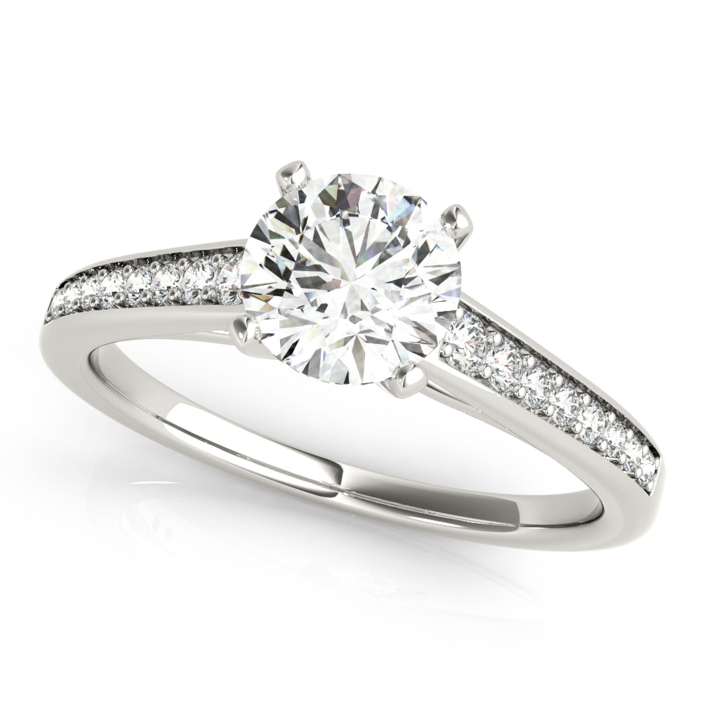 Classic Cathedral Semi Mount Ring Round Diamond Engagement Ring — 9K/18K Gold & Platinum