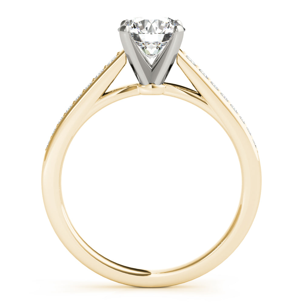 Classic Cathedral Semi Mount Ring Round Diamond Engagement Ring — 9K/18K Gold & Platinum