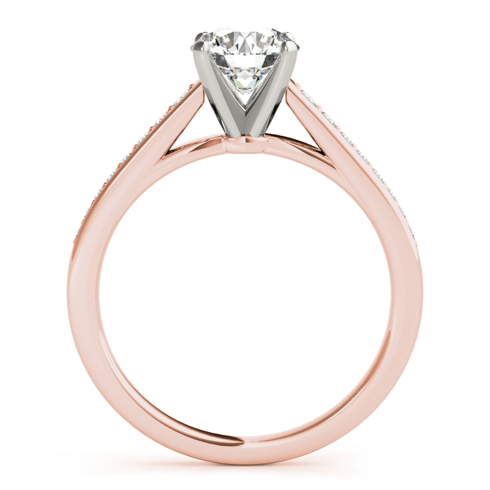 Classic Cathedral Semi Mount Ring Round Diamond Engagement Ring — 9K/18K Gold & Platinum