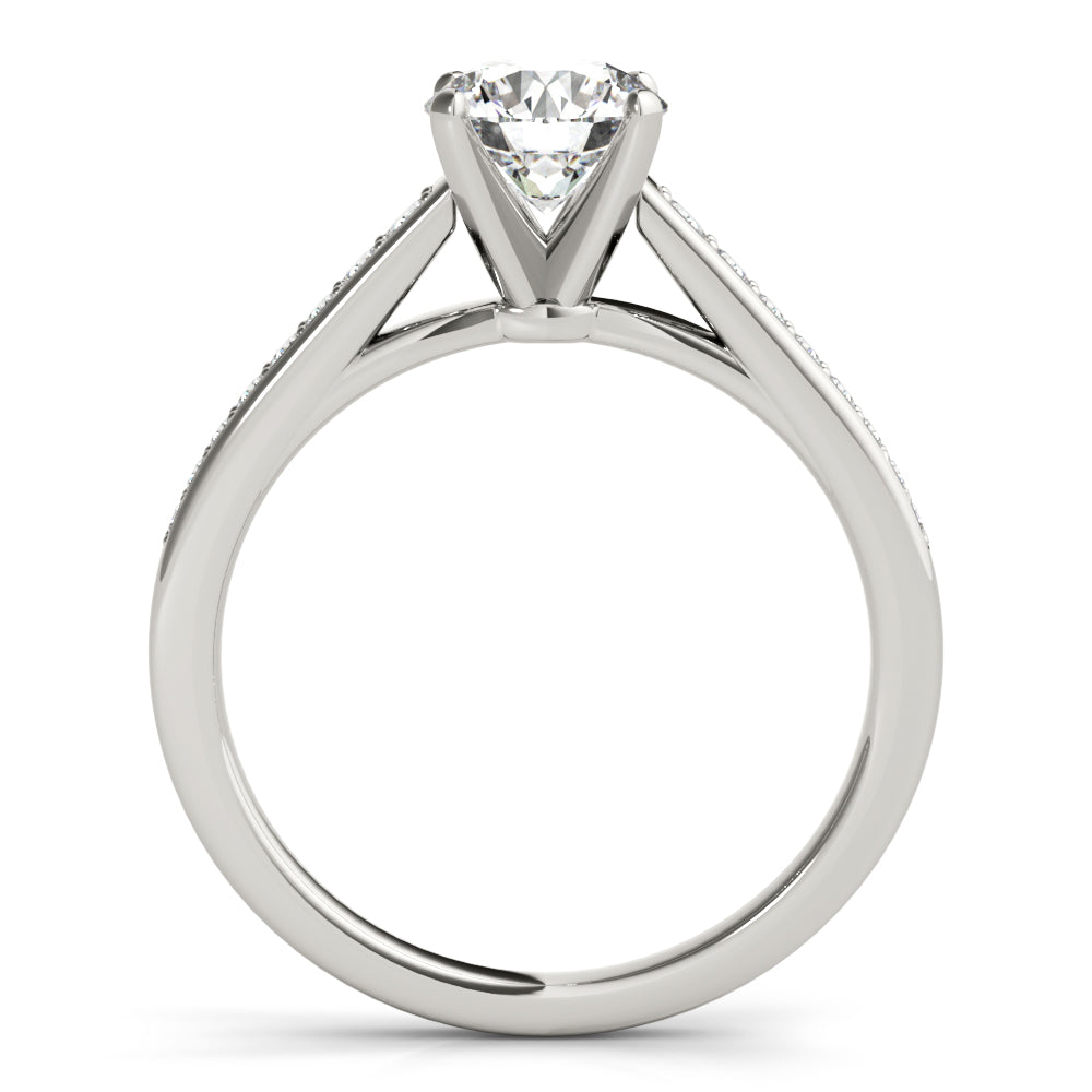 Classic Cathedral Semi Mount Ring Round Diamond Engagement Ring — 9K/18K Gold & Platinum