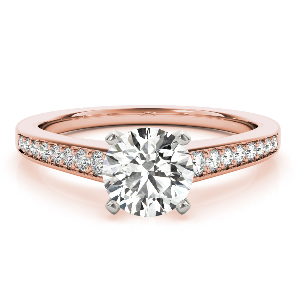 Classic Cathedral Semi Mount Ring Round Diamond Engagement Ring — 9K/18K Gold & Platinum