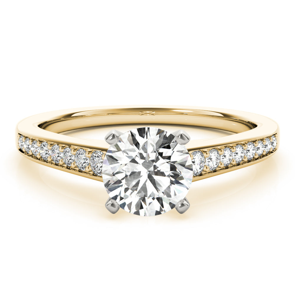 Classic Cathedral Semi Mount Ring Round Diamond Engagement Ring — 9K/18K Gold & Platinum