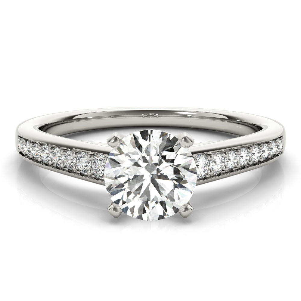 Classic Cathedral Semi Mount Ring Round Diamond Engagement Ring — 9K/18K Gold & Platinum