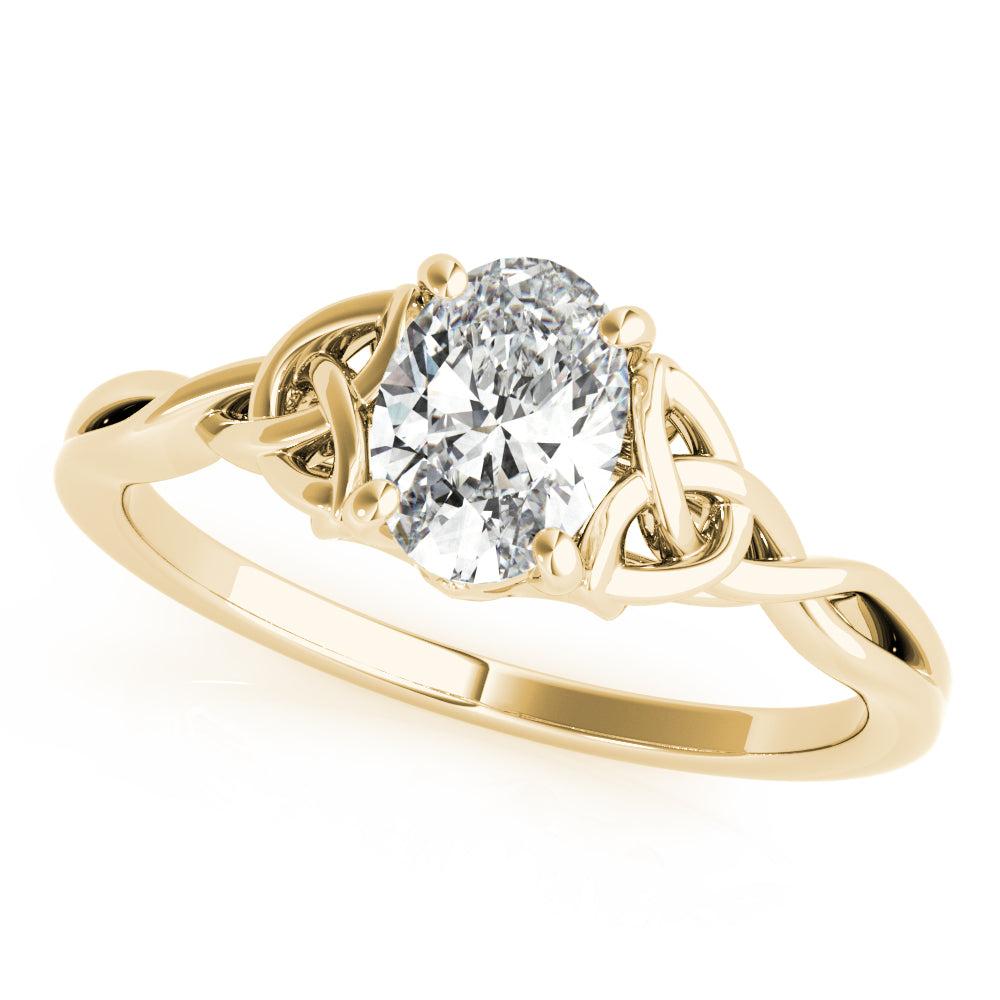 Sculpted Color Solitaire Oval Diamond Engagement Ring — 9K/18K Gold & Platinum