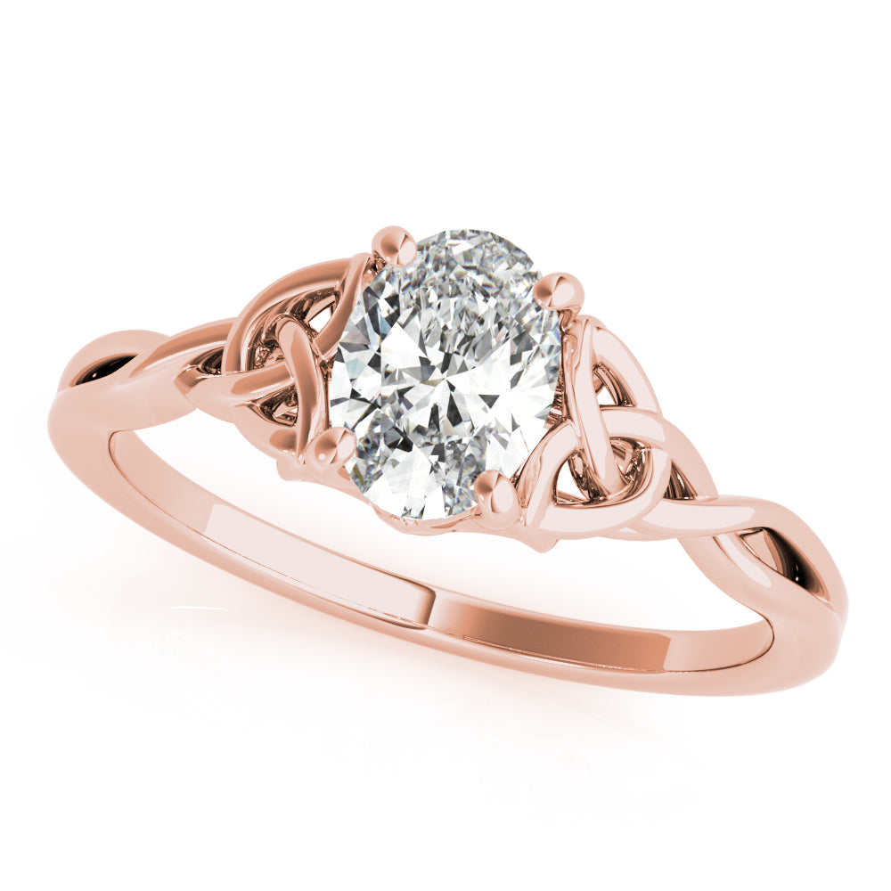 Sculpted Color Solitaire Oval Diamond Engagement Ring — 9K/18K Gold & Platinum