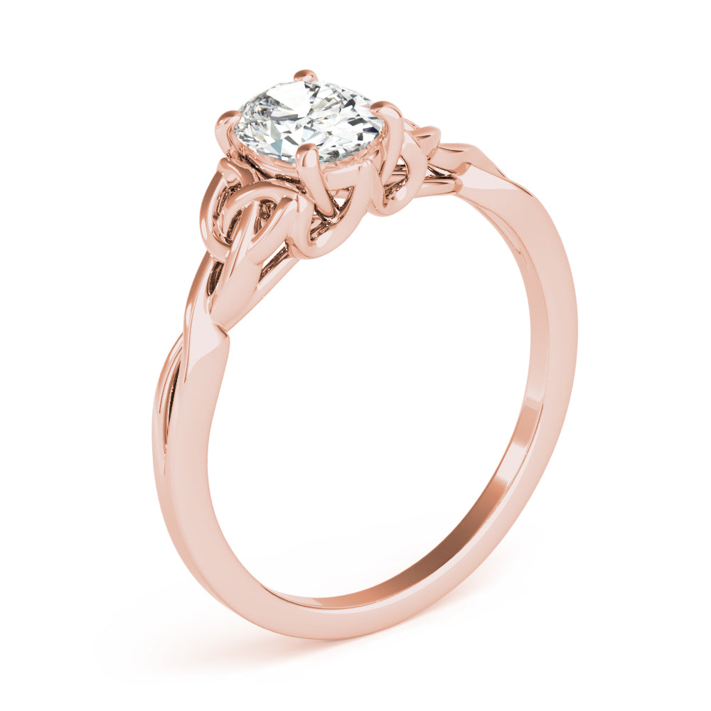 Sculpted Color Solitaire Oval Diamond Engagement Ring — 9K/18K Gold & Platinum