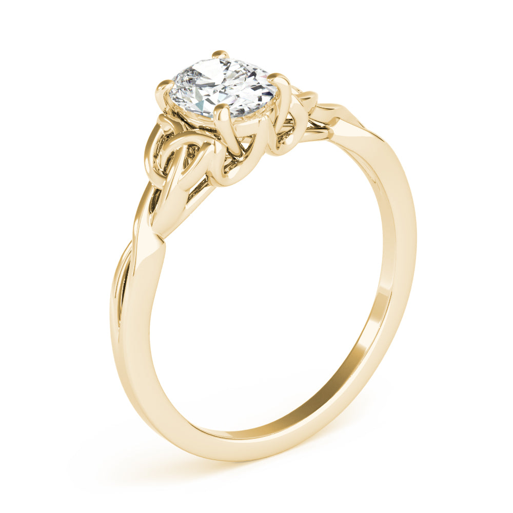 Sculpted Color Solitaire Oval Diamond Engagement Ring — 9K/18K Gold & Platinum