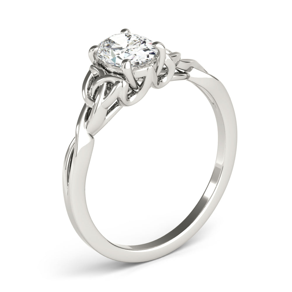 Sculpted Color Solitaire Oval Diamond Engagement Ring — 9K/18K Gold & Platinum
