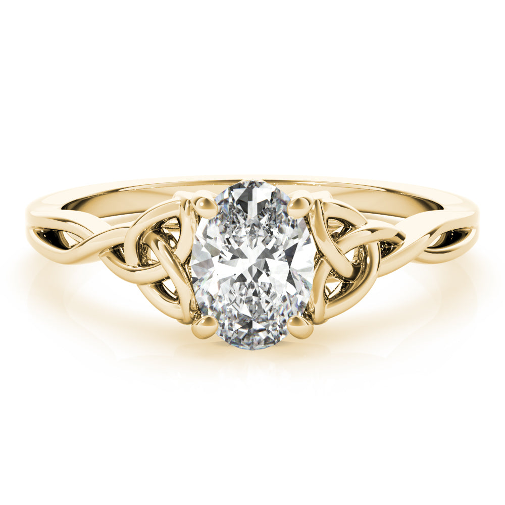Sculpted Color Solitaire Oval Diamond Engagement Ring — 9K/18K Gold & Platinum