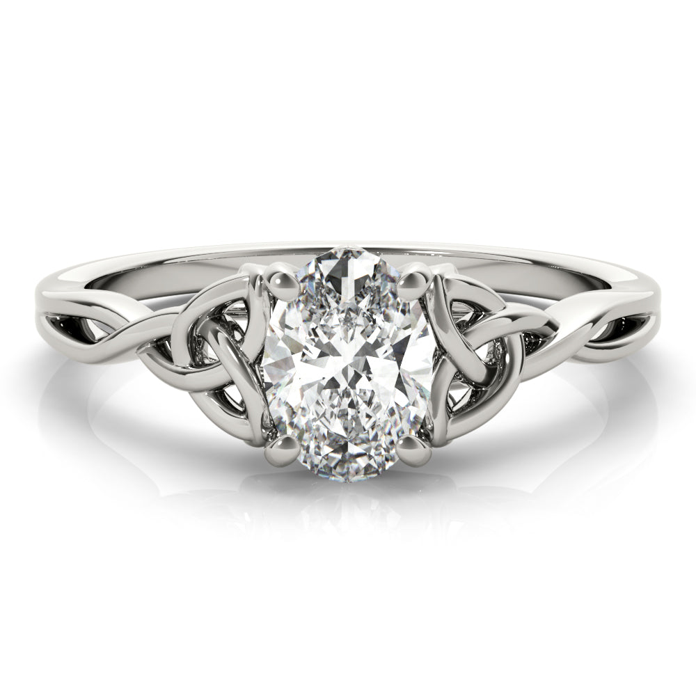 Sculpted Color Solitaire Oval Diamond Engagement Ring — 9K/18K Gold & Platinum