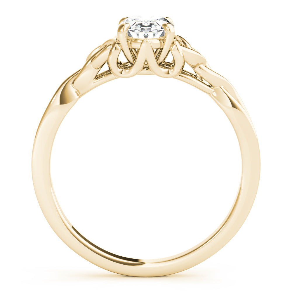Sculpted Color Solitaire Oval Diamond Engagement Ring — 9K/18K Gold & Platinum