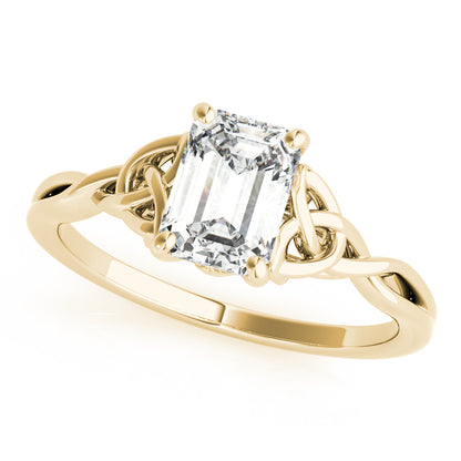  Lab-Grown Emerald Cut Diamond Intertwined Knot Solitaire Engagement Ring