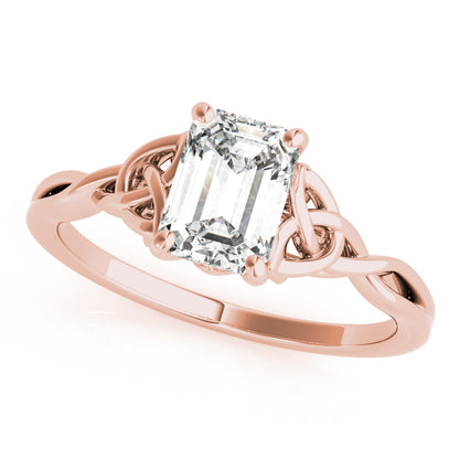  Lab-Grown Emerald Cut Diamond Intertwined Knot Solitaire Engagement Ring